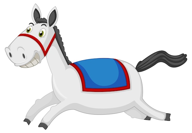 Running horse cartoon on white background