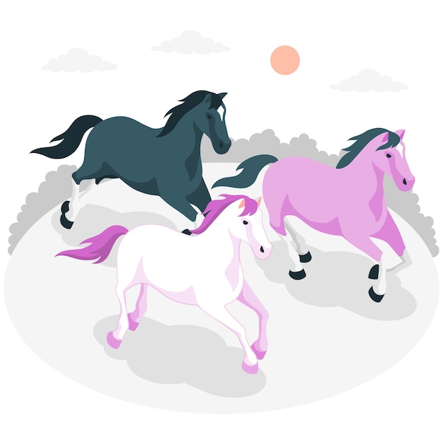 Free Vector running horses concept illustration