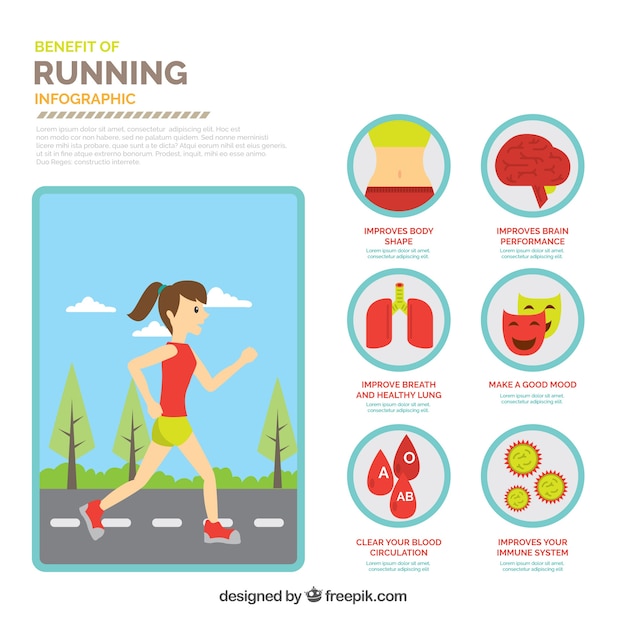 Running infographic with colored elements