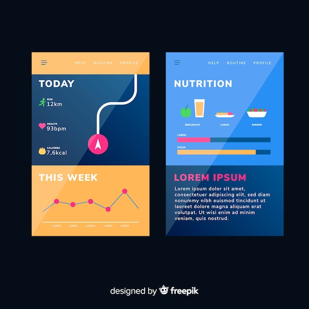 Free Vector running mobile app infographic flat design