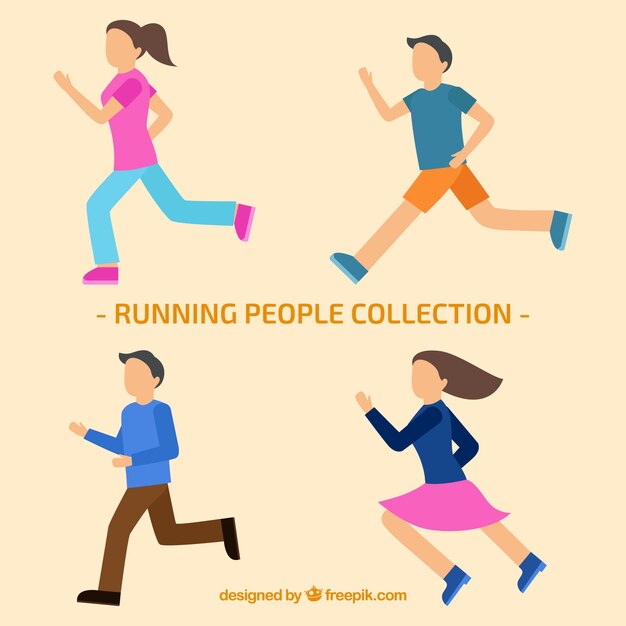 Running people collection in flat design