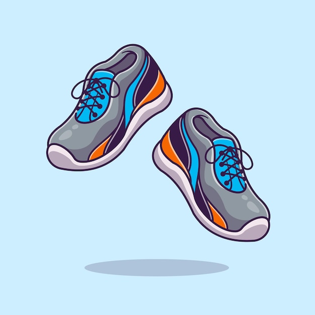 Running Shoes Cartoon Illustration. Flat Cartoon Style