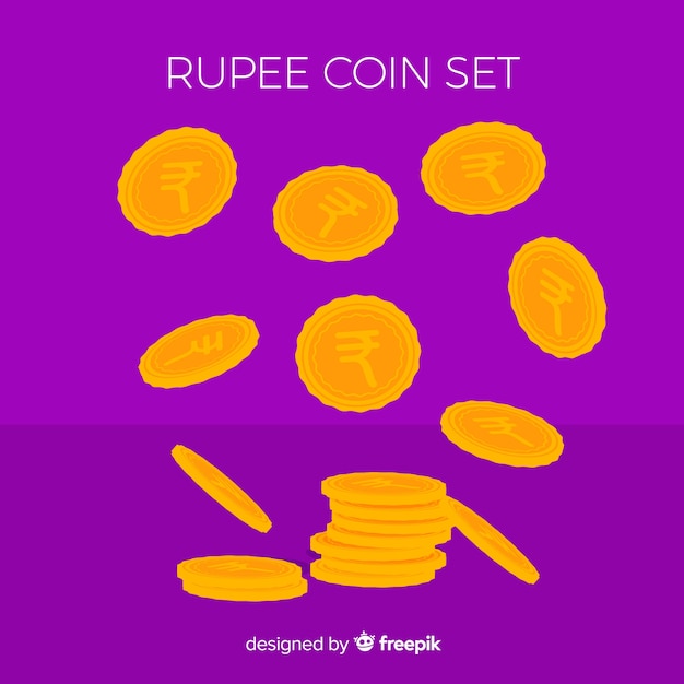 Free Vector rupee coin set in different positions