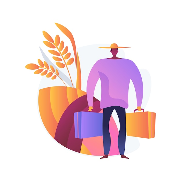 Free Vector rural migration abstract concept vector illustration. rural-urban migration flows, people movement, agriculture development, population growth, moving to city, urbanization abstract metaphor.