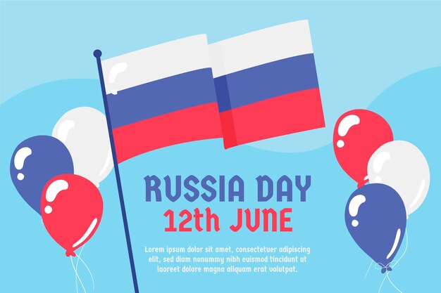 Russia day background with balloons and flag