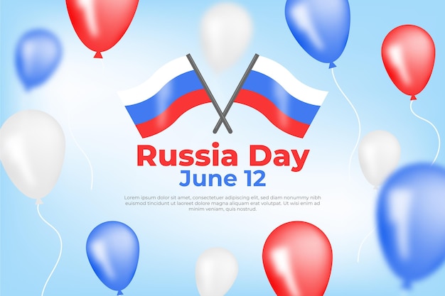 Russia day background with balloons in flat design