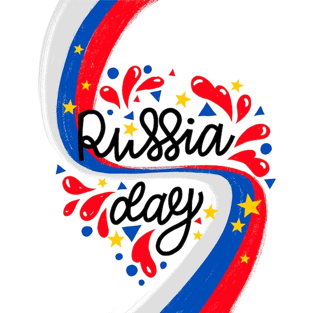 Russia day celebration hand drawn style