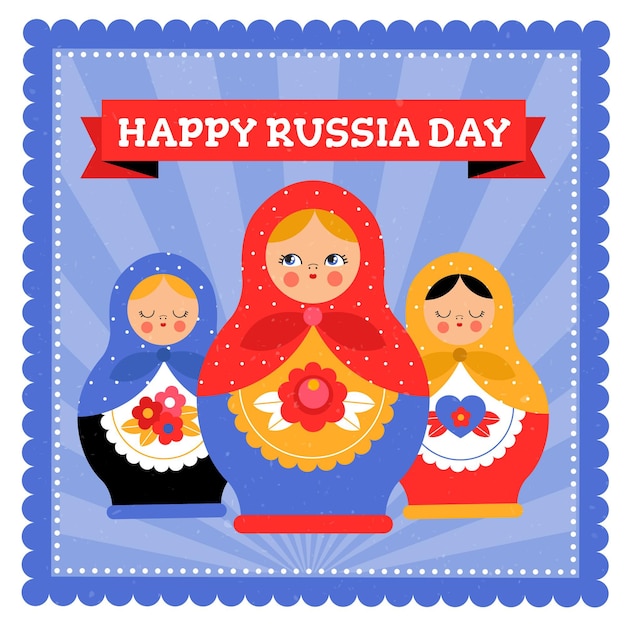 Free Vector russia day illustration style