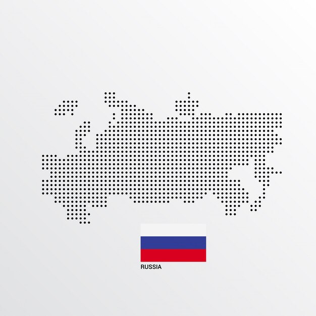 Russia Map design with flag and light background vector 