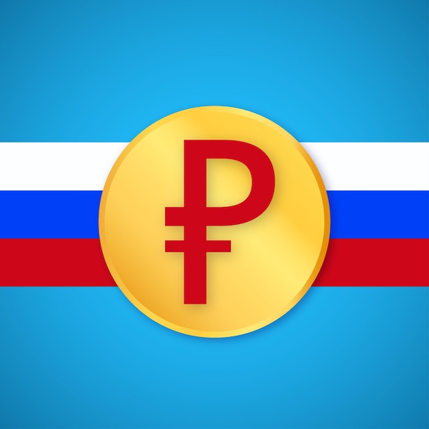 Russian Ruble Blue Red Golden Background Social Media Design Banner Free Vector