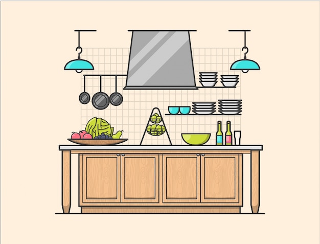 Free Vector rustic kitchen interior