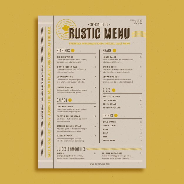 Rustic restaurant menu template