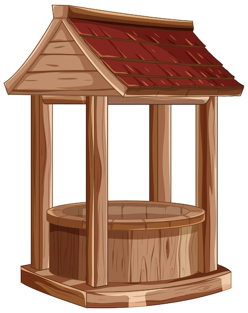 Rustic Wooden Well Illustration