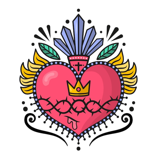 Sacred heart design illustrated