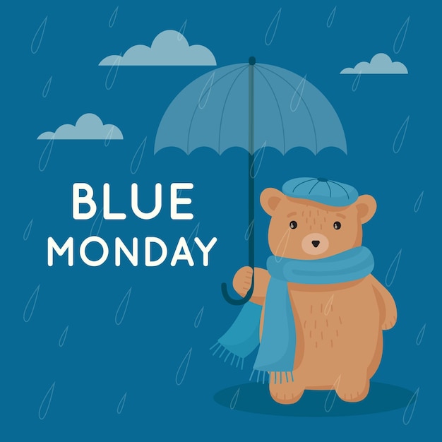 Free Vector sad bear on blue monday