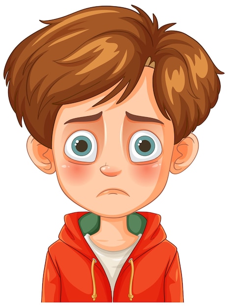 Free Vector sad boy with brown hair