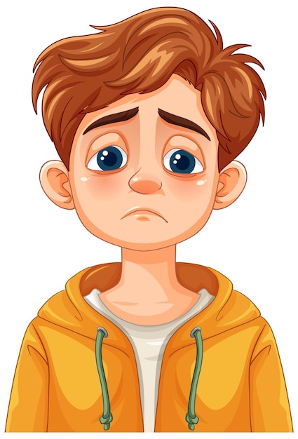 Free Vector sad boy in yellow hoodie