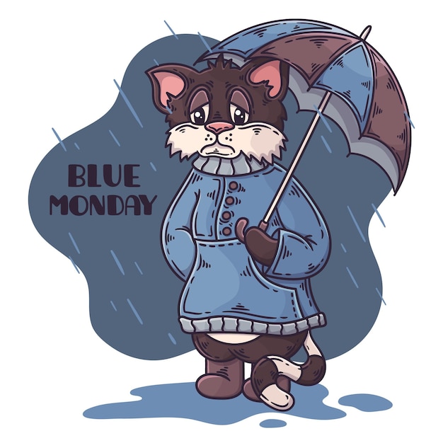 Free Vector sad character on blue monday