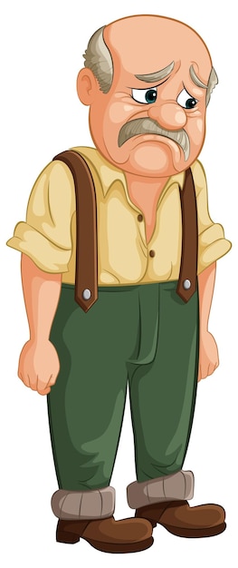 Free vector sad elderly man with suspenders