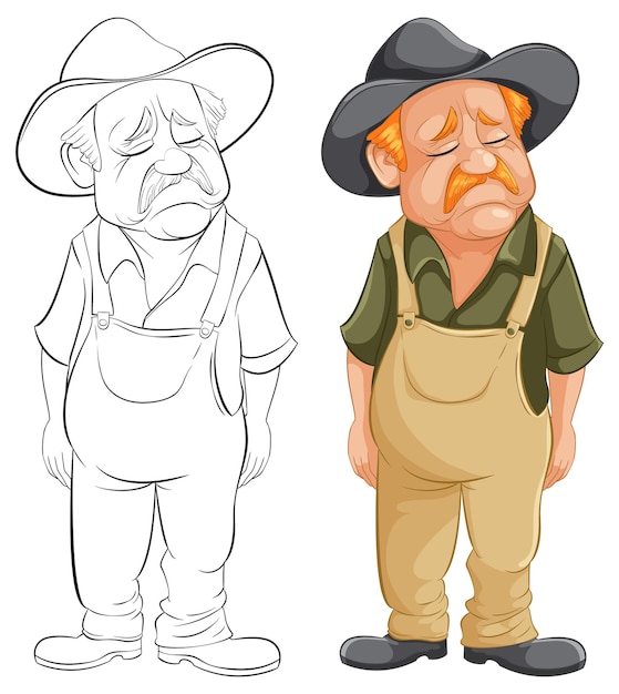 Free Vector sad farmer character illustration