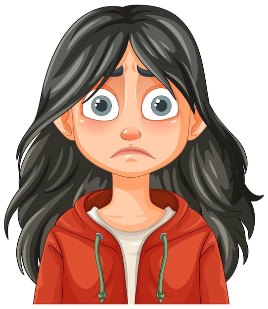 Free Vector sad girl with long hair