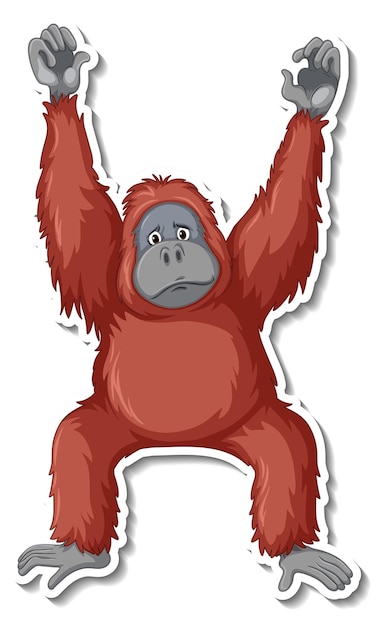 Sad orangutan animal cartoon sticker