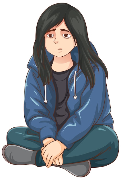 Free Vector sad teenage sitting on the floor