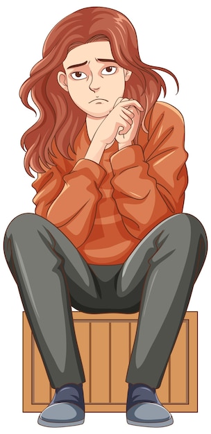 Free Vector sad teenage sitting on the floor