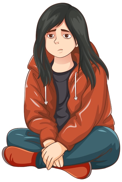 Free Vector sad teenage sitting on the floor