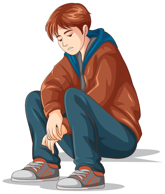 Free Vector sad teenage sitting on the floor