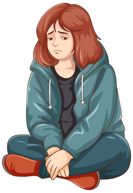 Free Vector sad teenage sitting on the floor