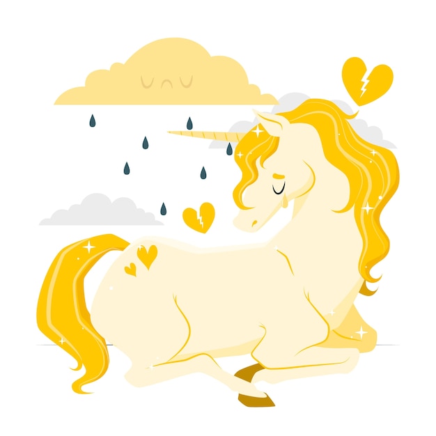 Sad unicorn concept illustration