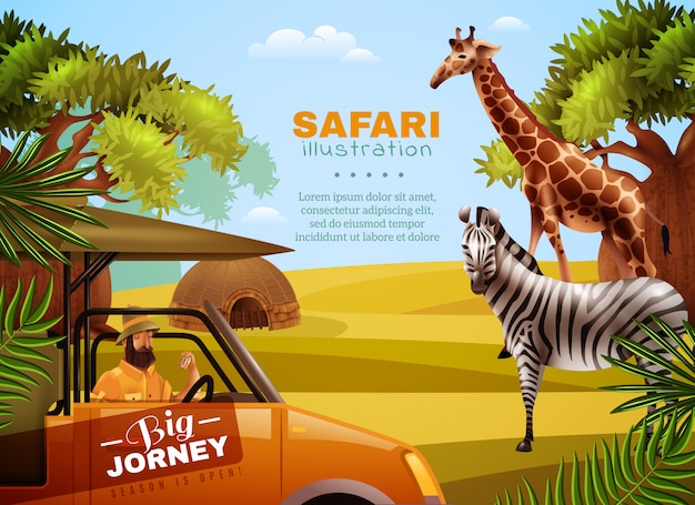 Free vector safari colored poster