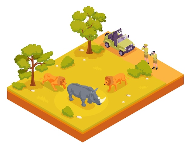 Safari Isometric Composition