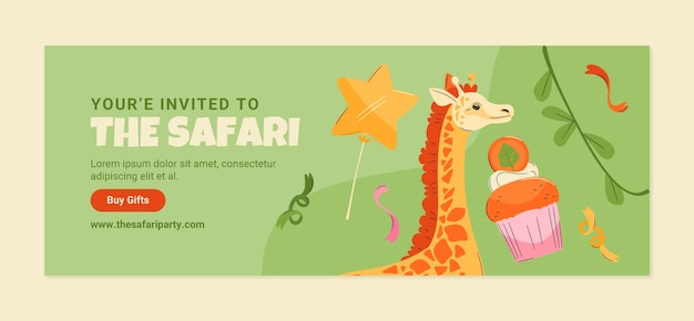 Safari party with wild animals social media cover template