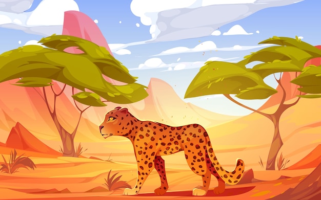 Free Vector safari tour realistic illustration with leopard