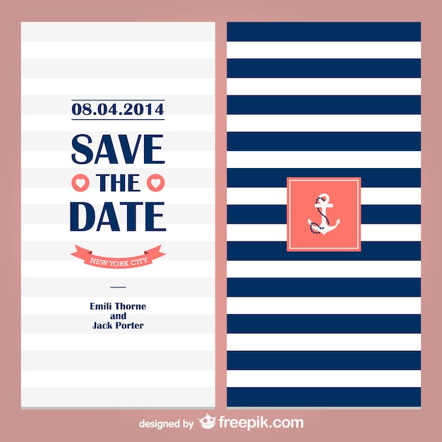 Sailor theme wedding invitation