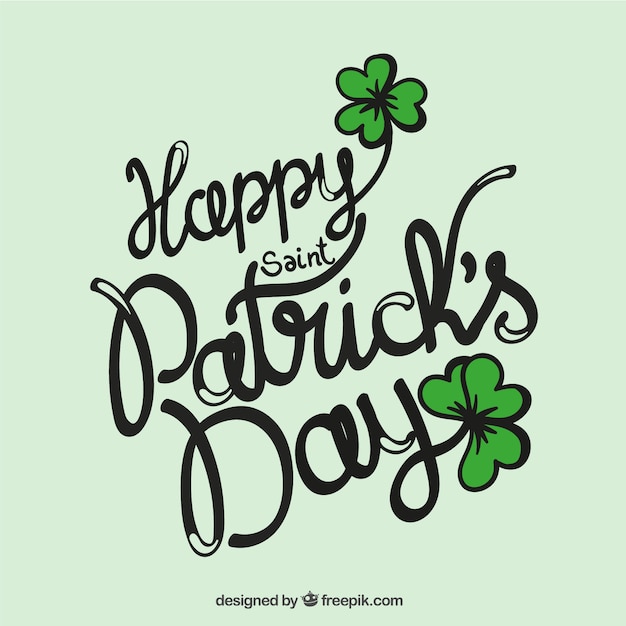 Free Vector saint patrick card in lettering style