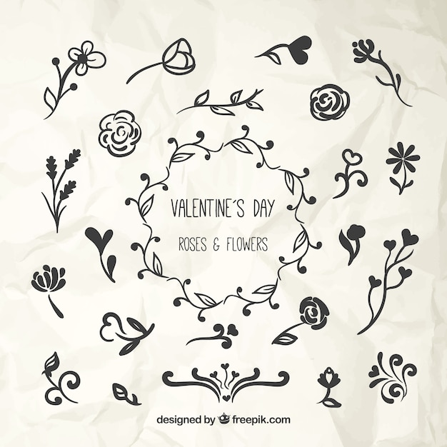 Free Vector saint valentine day foral ornaments for