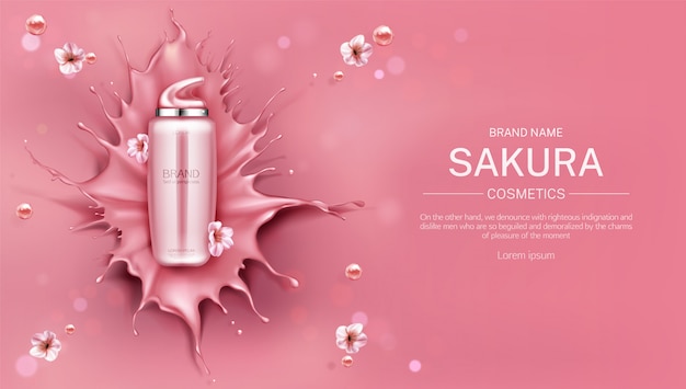 Sakura cosmetics bottle banner