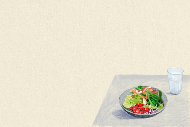 Free Vector salad background healthy food color pencil illustration