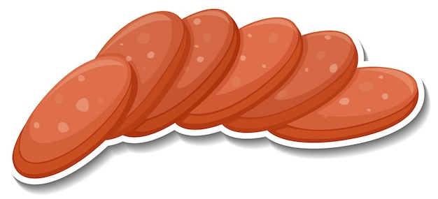 Salami sausage sticker on white