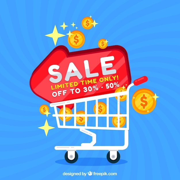 Sale background design with cart