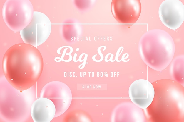 Sale background with balloons design