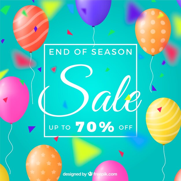 Sale background with balloons  in realistic style