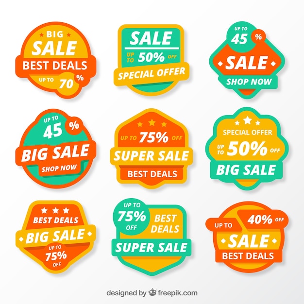  sale badges collection in flat style