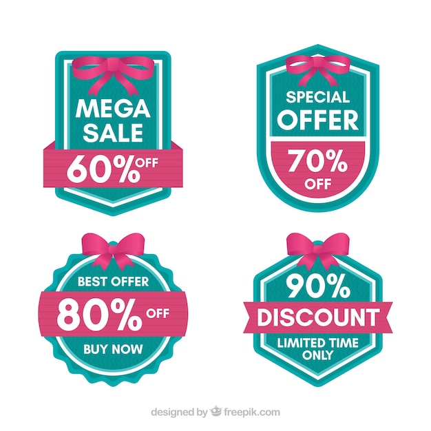 Sale badges with flat design