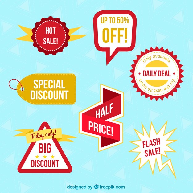 Sale badges with flat design