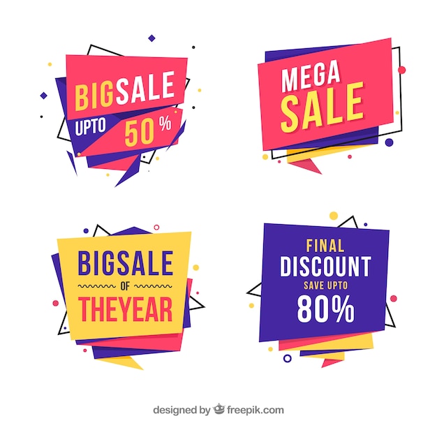 Sale badges with geometric shapes