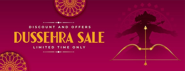 Free Vector sale banner for dussehra festival